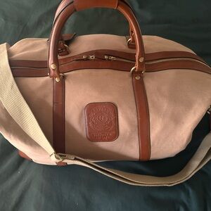 Ghurka Tan and Brown Duffel Bag with Leather Accents